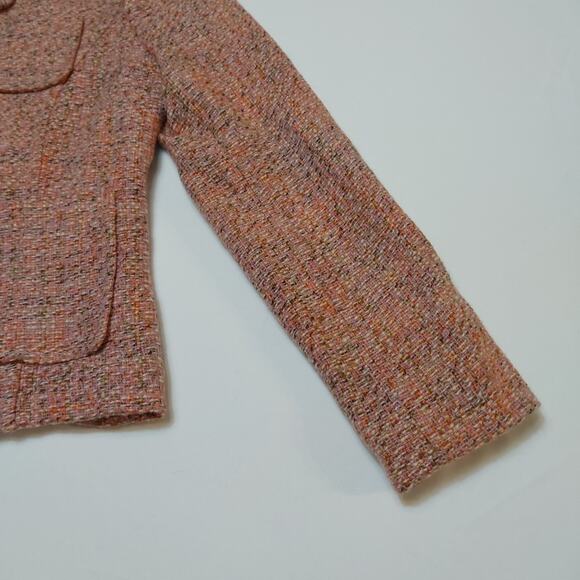 Gap Vtg Women Blazer Size 8P 3 Button Tweed Blush Pink Crop Acetate Lining - Picture 4 of 12